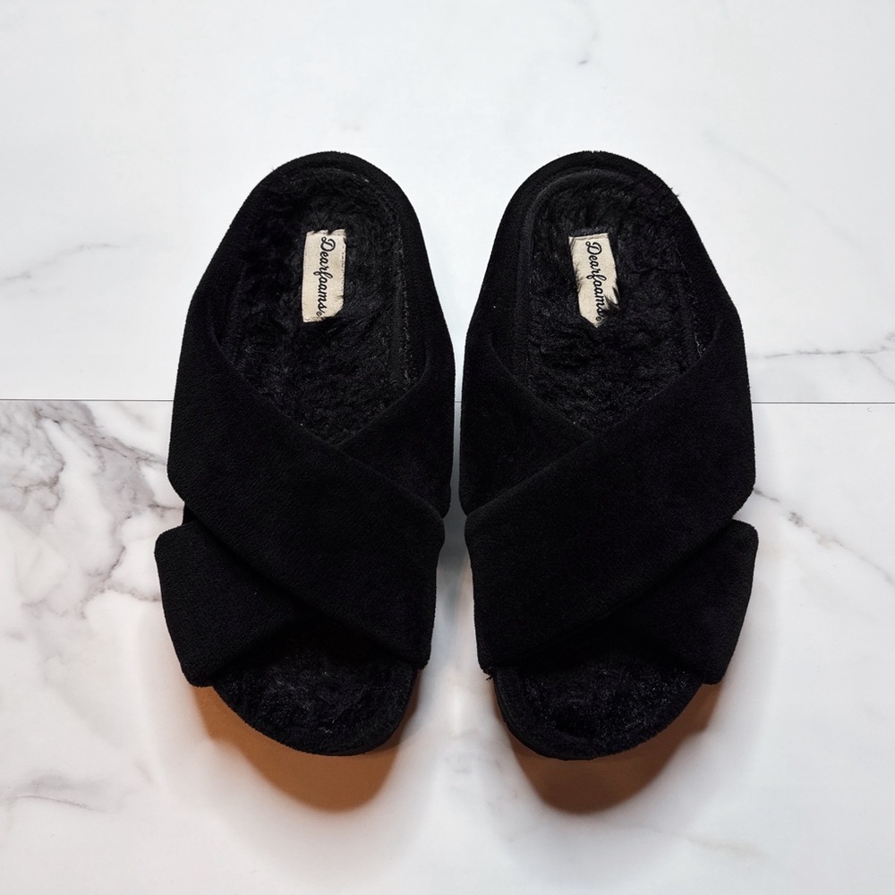 Dearfoams Maeve Velour Crisscross Slippers